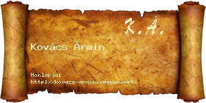Kovács Ármin névjegykártya